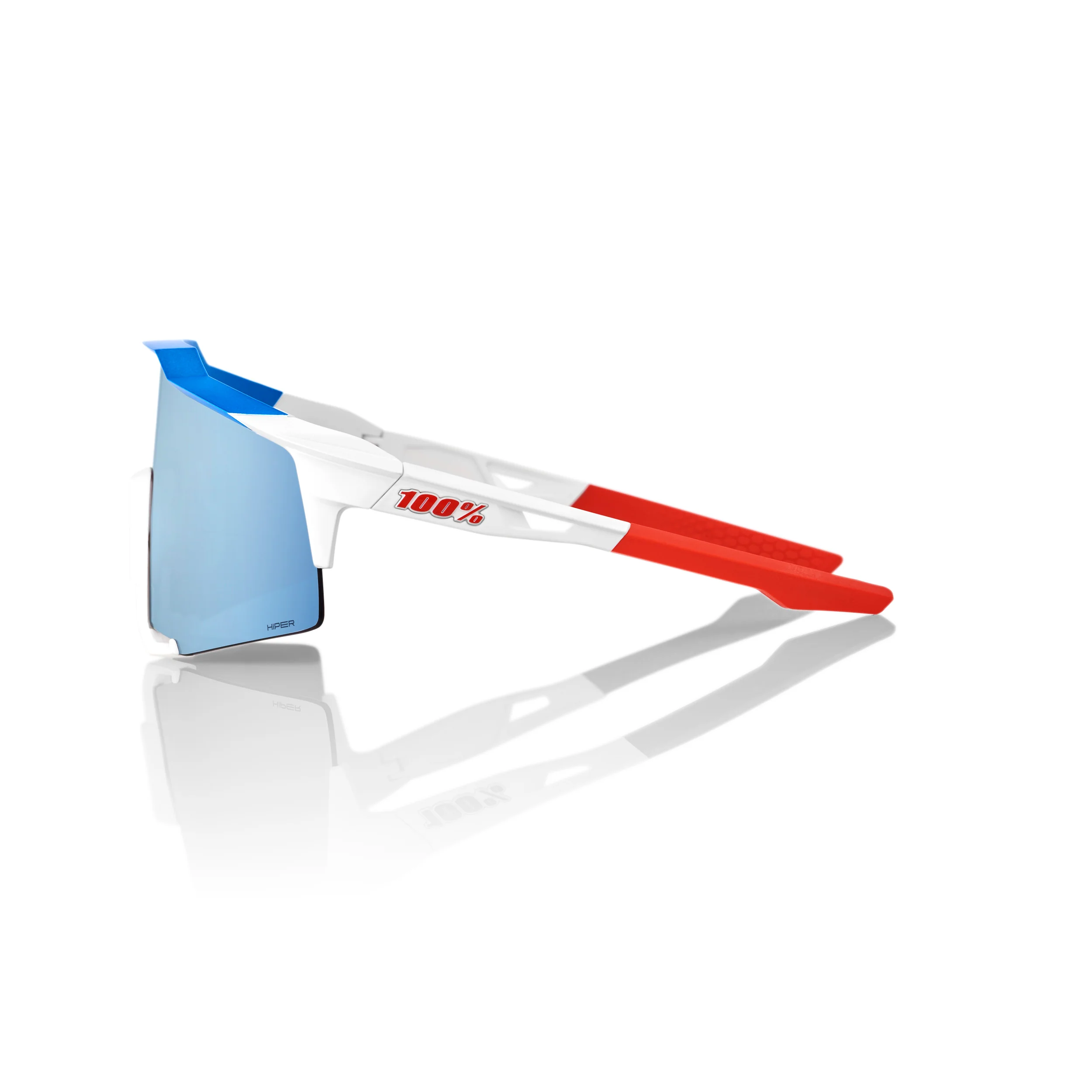 100% Speedcraft Sunglasses - TotalEnergies Team Matte White & Metallic Blue / HiPER Blue Multilayer Lens - Image 4