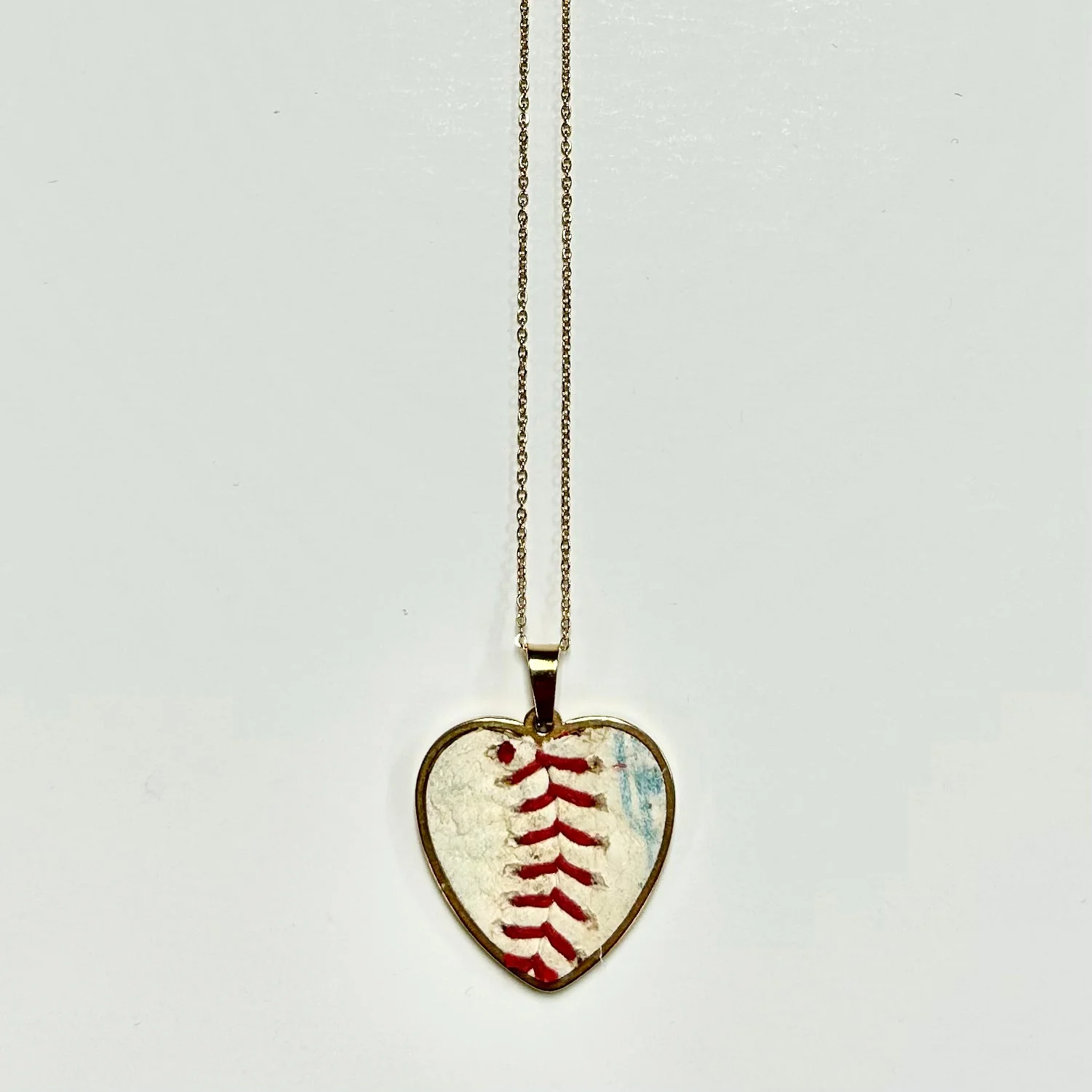 Baseball Seam Gold Heart Pendant Necklace - Image 3
