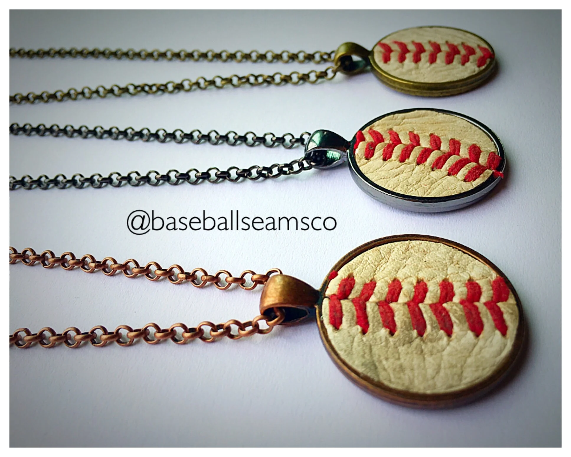 Baseball Seam Pendant Necklace - Image 3