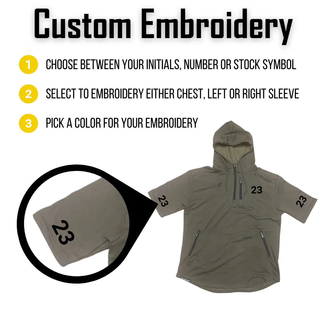 Half Sleeve Hoodie - Military Green - Image 2