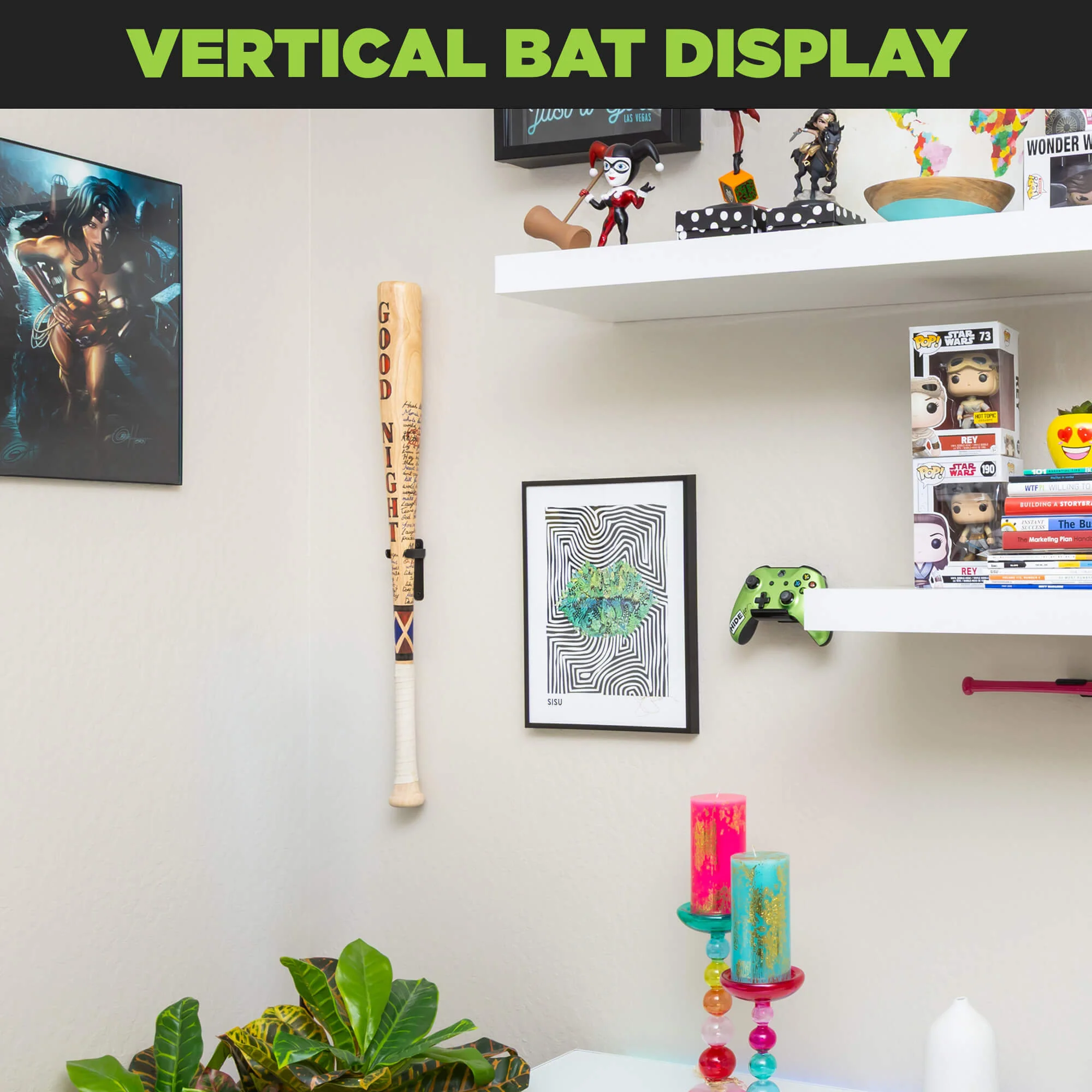 HIDEit VBat Pro | Vertical Baseball Bat Wall Mount - Image 3