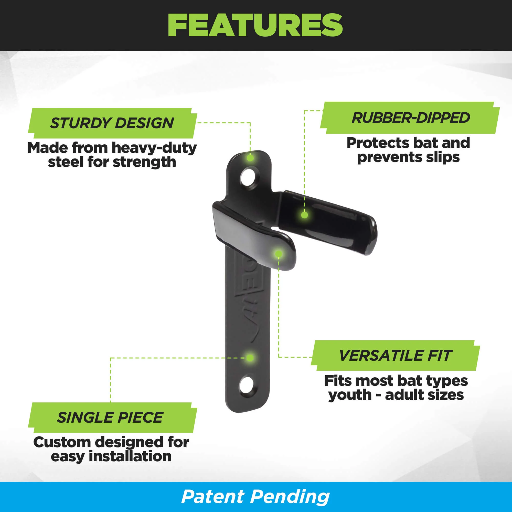 HIDEit VBat Pro | Vertical Baseball Bat Wall Mount - Image 4