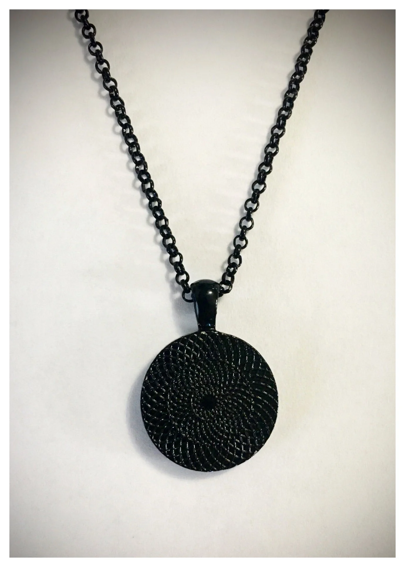 Jet Black Baseball Seam Pendant Necklace - Image 5