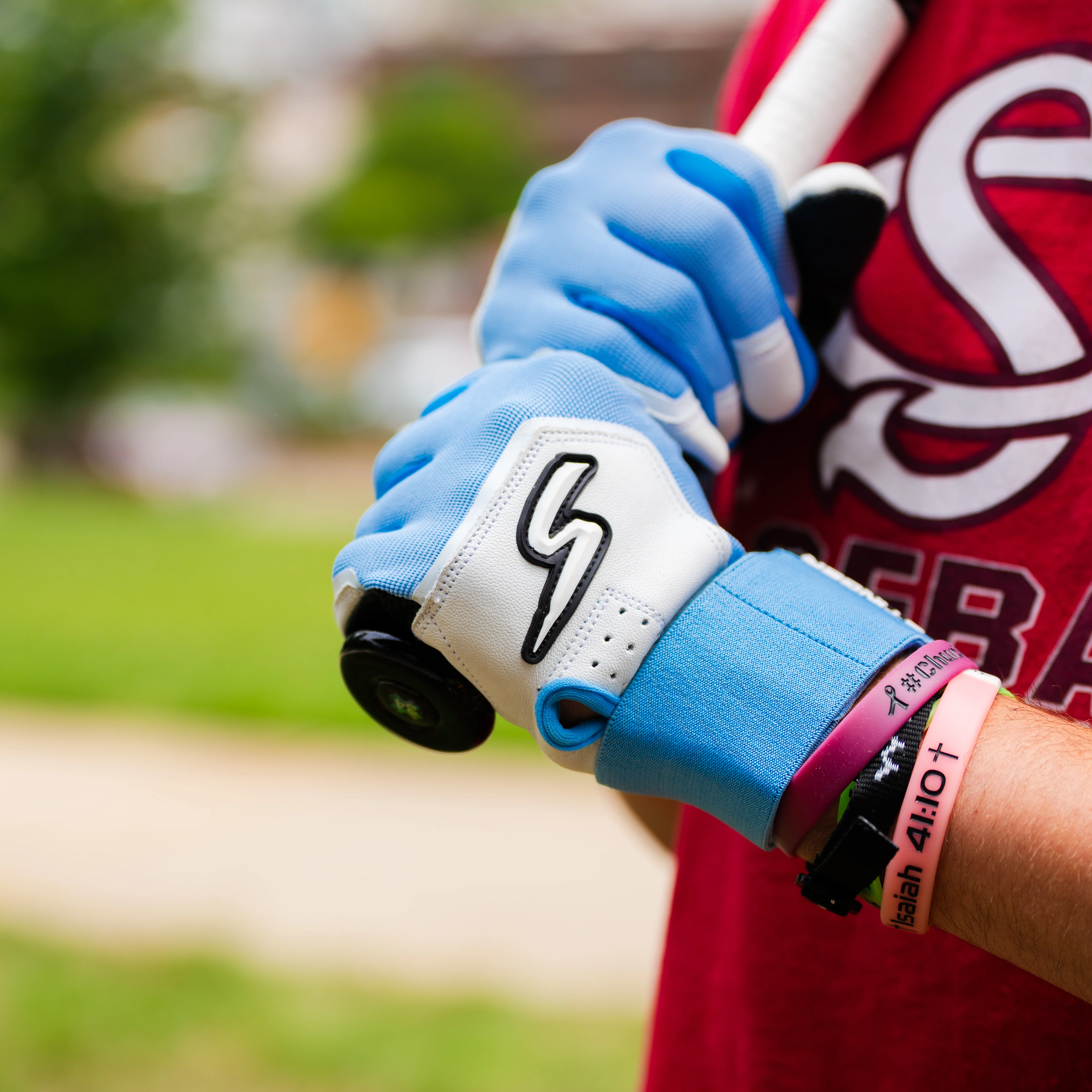 Winder Series Batting Gloves - Columbia Blue/White & Graphite - Image 2