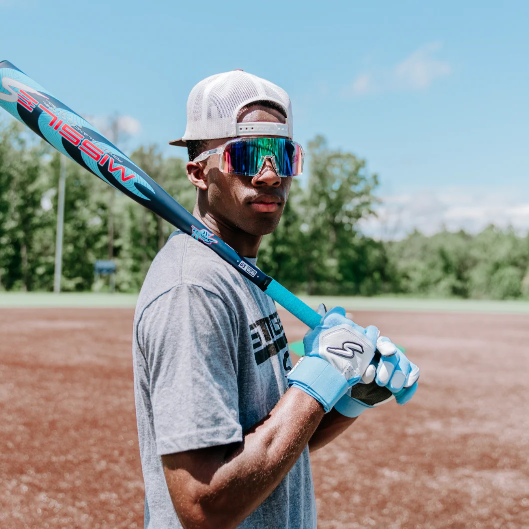 Winder Series Batting Gloves - Columbia Blue/White & Graphite - Image 5