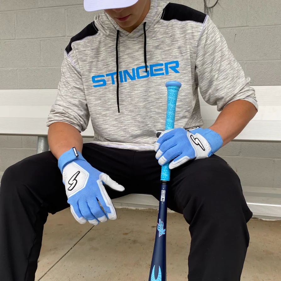 Winder Series Batting Gloves - Columbia Blue/White & Graphite - Image 7