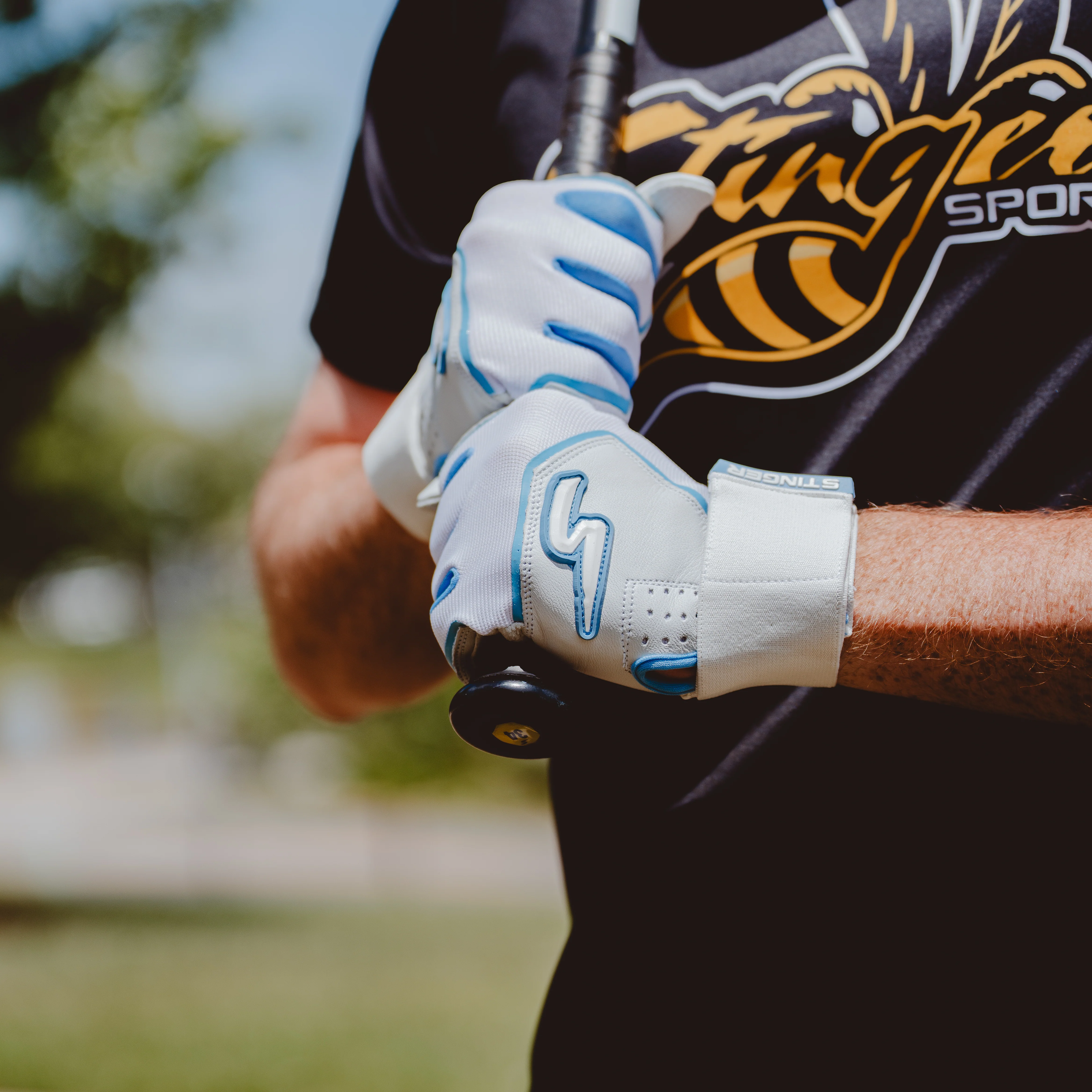 Winder Series Batting Gloves - Columbia Blue & White - Image 2