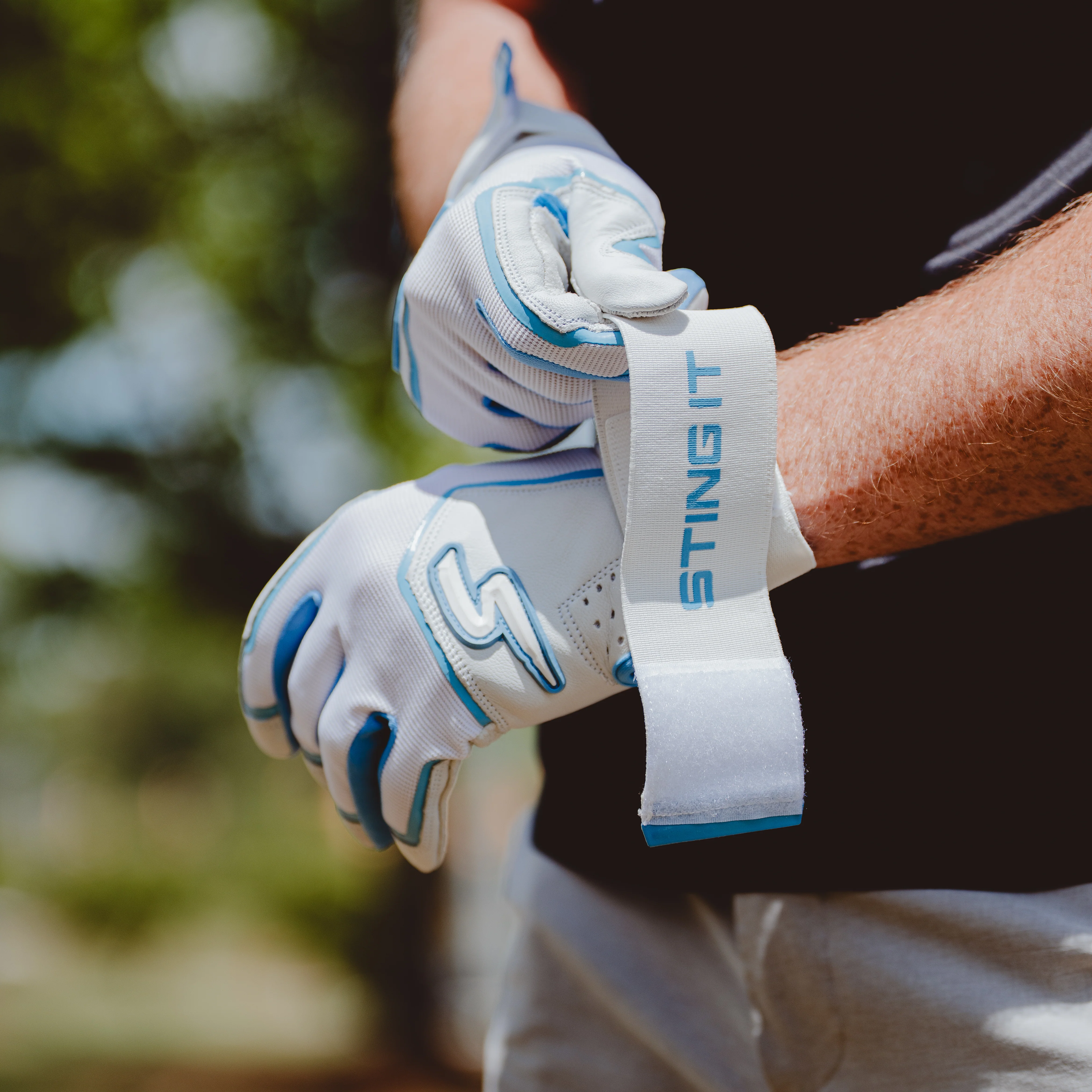 Winder Series Batting Gloves - Columbia Blue & White - Image 3