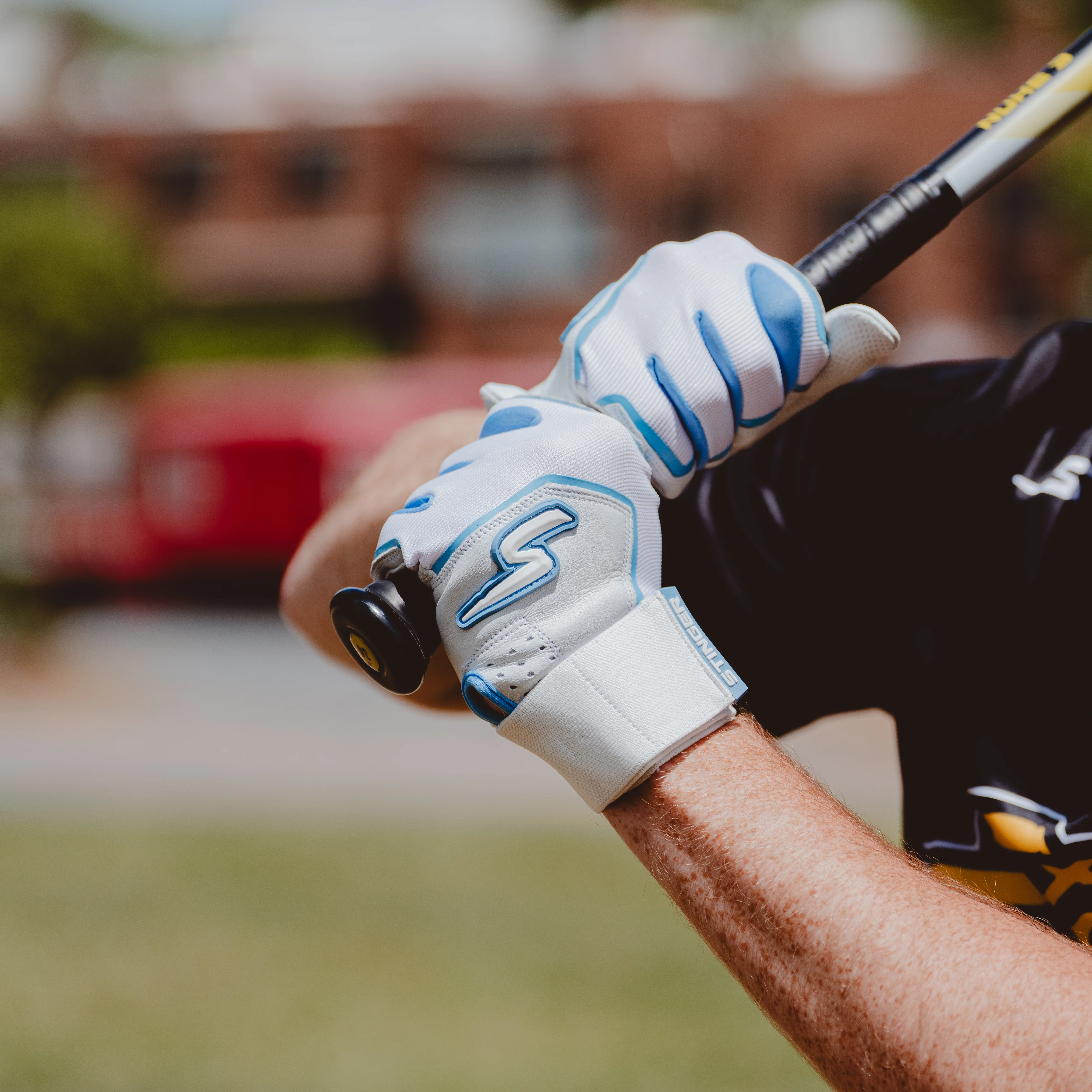Winder Series Batting Gloves - Columbia Blue & White - Image 4