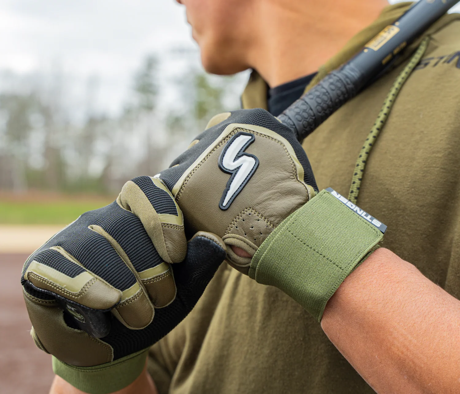 Winder Series Batting Gloves - Military Green & Black - Image 7