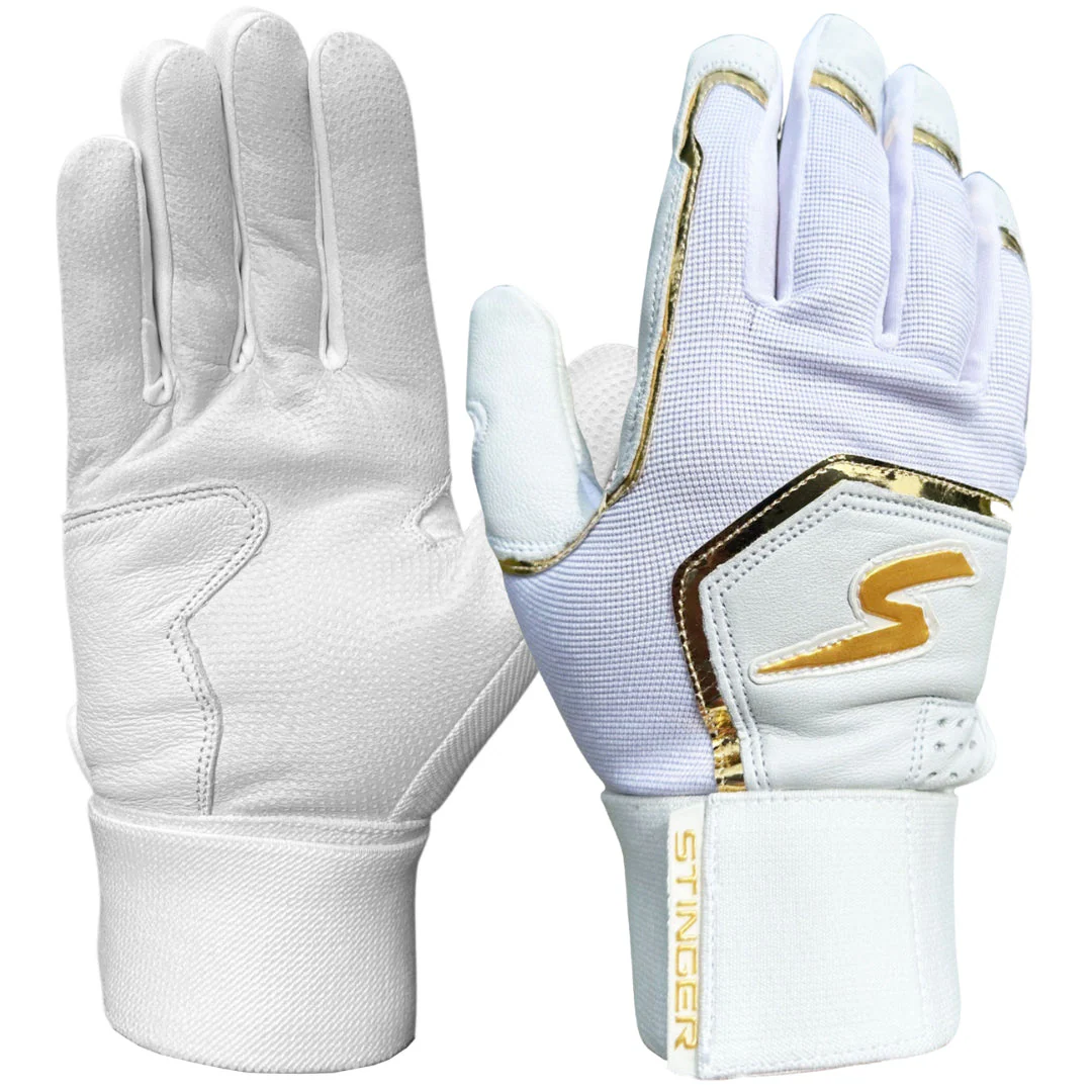 Winder Series Batting Gloves - White & Gold Chrome