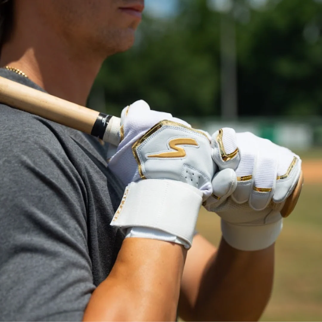 Winder Series Batting Gloves - White & Gold Chrome - Image 6